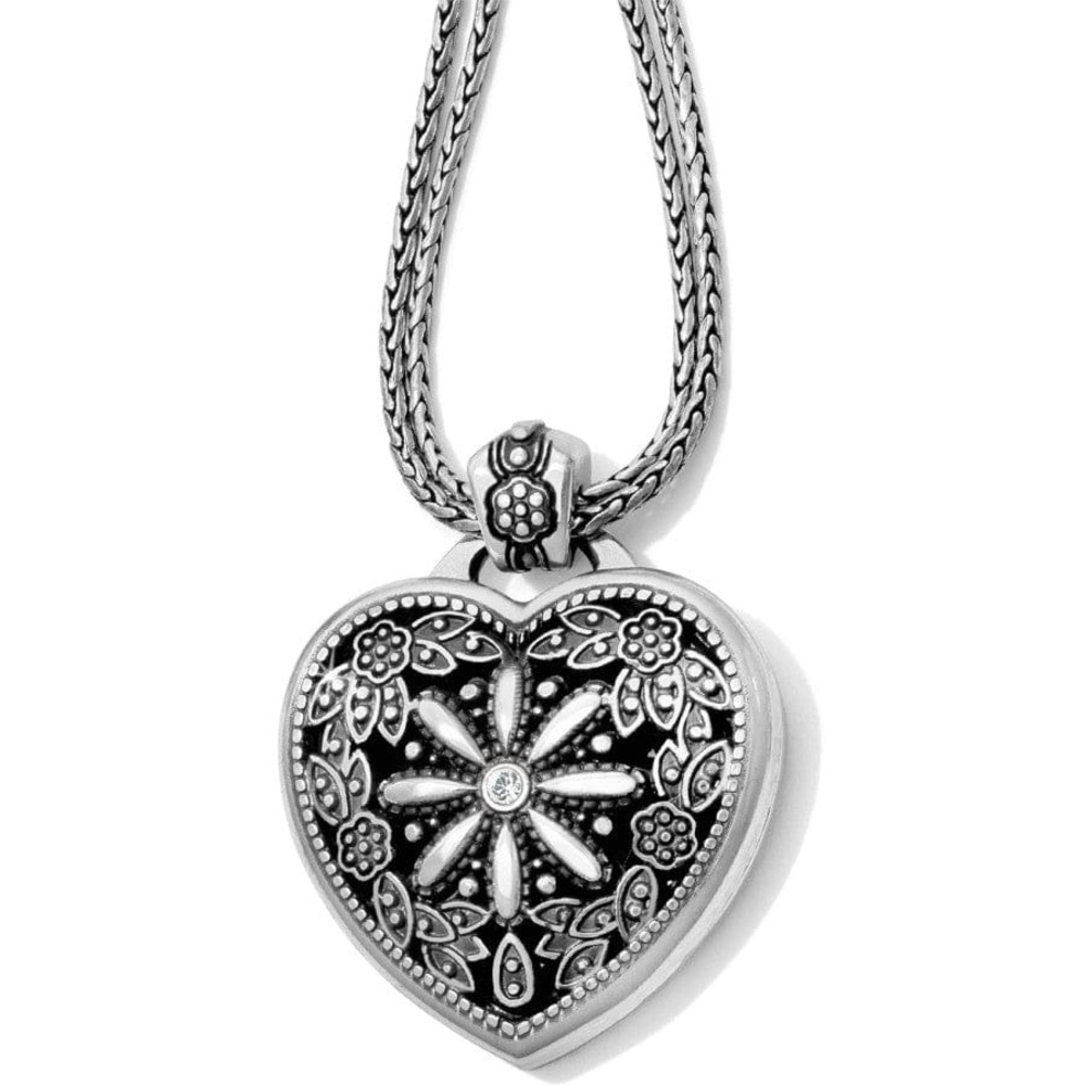 Brighton Floral Heart Locket Necklace Silver
